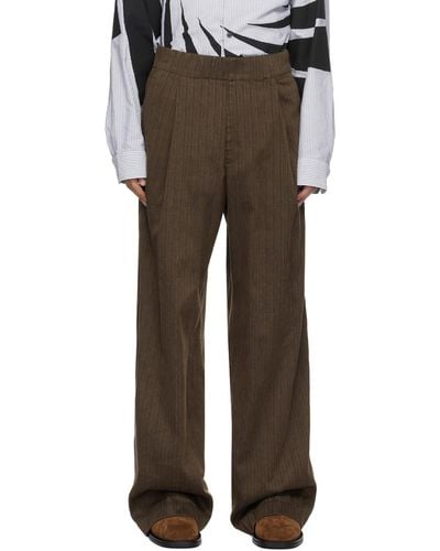 Dries Van Noten Brown Striped Trousers - Multicolour