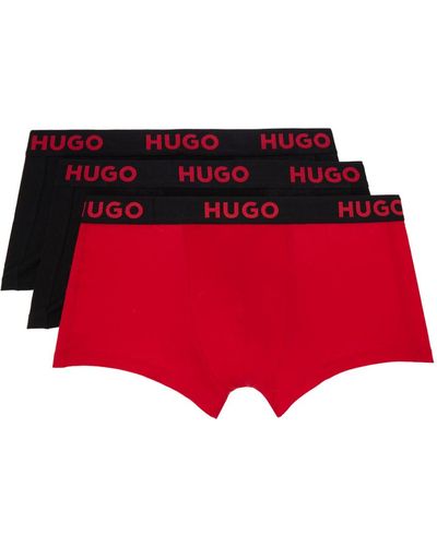 HUGO Ensemble de trois boxers noir et rouge