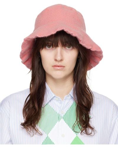 Comme des Garçons Comme Des Garçons Shirt Pink Wool Nylon Tweed Bucket Hat - Green