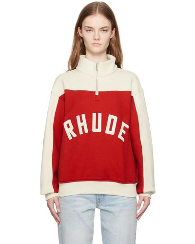 Rhude レッド&オフホワイト パネル スウェットシャツ