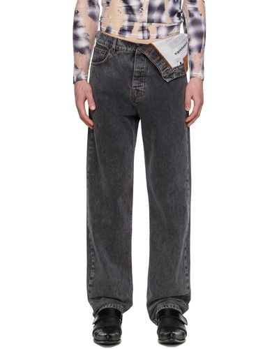 Y. Project Grey Asymmetric Waist Jeans - Black