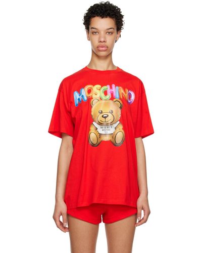 Moschino レッド Inflatable Teddy Bear Tシャツ