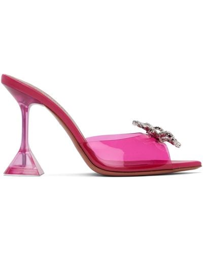 AMINA MUADDI Pink Rosie Glass Slipper Heeled Sandals - Black