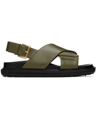 Marni Fussbett Colour-block Leather Sandals - Green