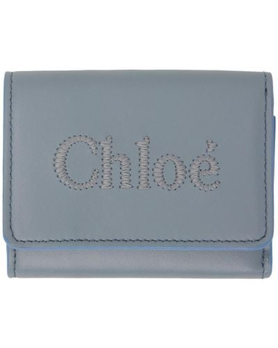 Chloé Blue Small Sense Wallet - Grey