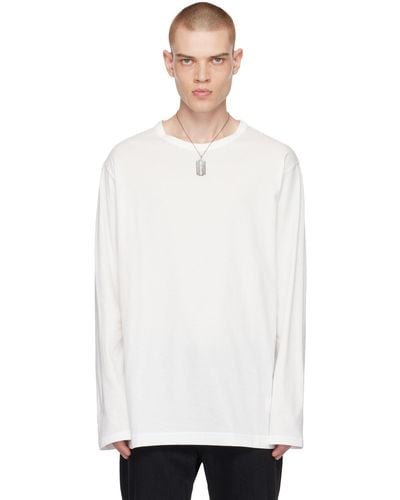 Yohji Yamamoto White Crewneck Long Sleeve T-shirt - Black