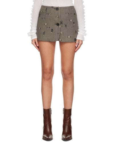 Acne Studios Beige Distressed Miniskirt - Black