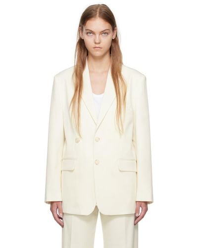 MM6 by Maison Martin Margiela Off-white Single-breasted Blazer - Natural