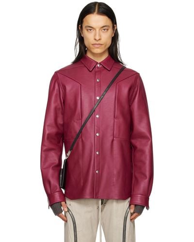 Rick Owens Pink Fogpocket Leather Jacket - Red
