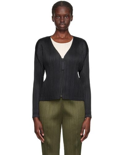 Pleats Please Issey Miyake Black Monthly Colors September Cardigan