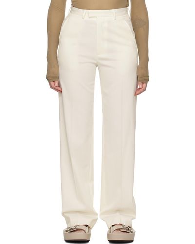 MM6 by Maison Martin Margiela Off-white Creased Trousers - Natural