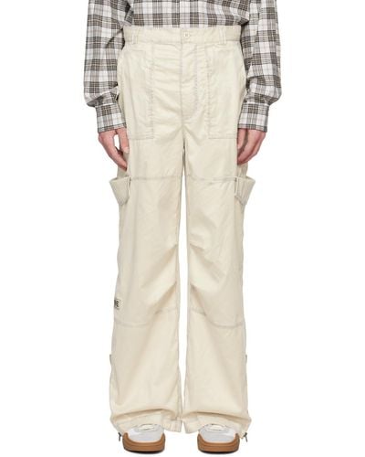 Acne Studios Off- Faded Faux-Leather Cargo Trousers - Natural