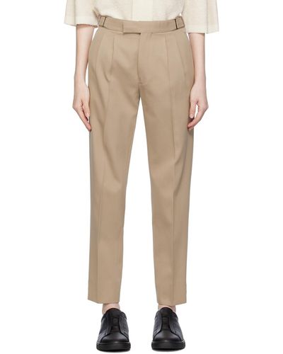 Zegna Beige Pleated Trousers - Natural