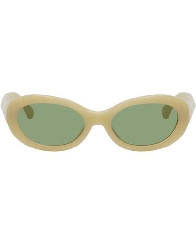 Dries Van Noten Yellow Linda Farrow Edition Oval Sunglasses - Green