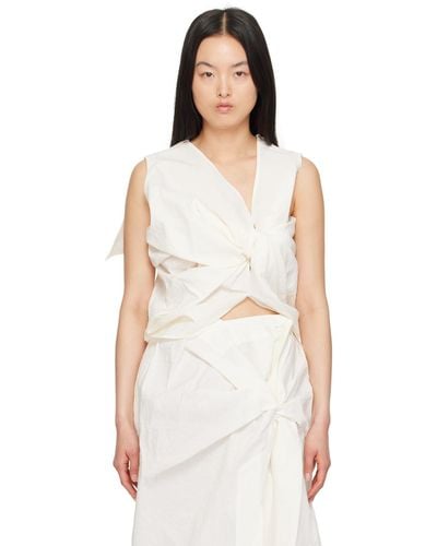 Issey Miyake Off-white Twisted Top - Natural