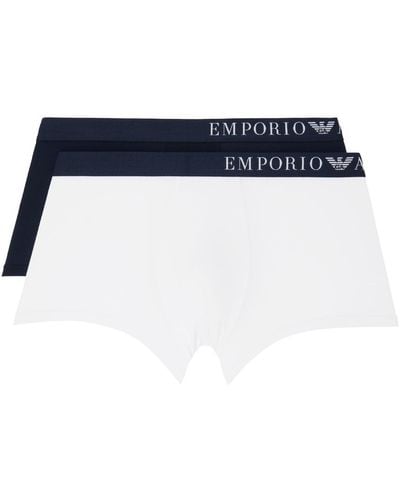 Emporio Armani Two-pack Navy & White Boxer Briefs - Black