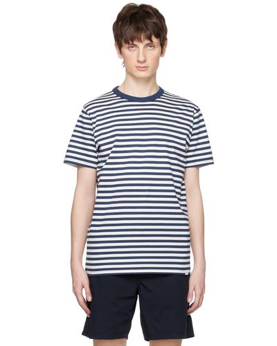 Norse Projects Navy & White Niels T-shirt - Black
