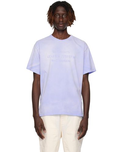 Saturdays NYC T-shirt bleu à logo et texte - Violet