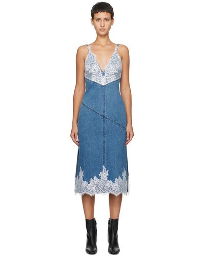 3.1 Phillip Lim Robe midi bleue délavée abrasivement à la pierre en denim