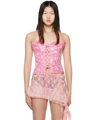 Kim Shui Ssense Exclusive Tie Up Bustier - Pink