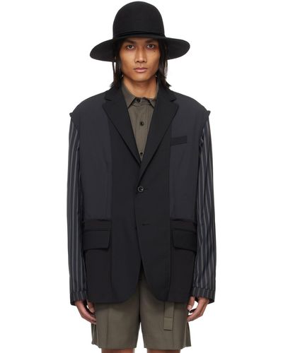 Sacai Veston noir à panneaux