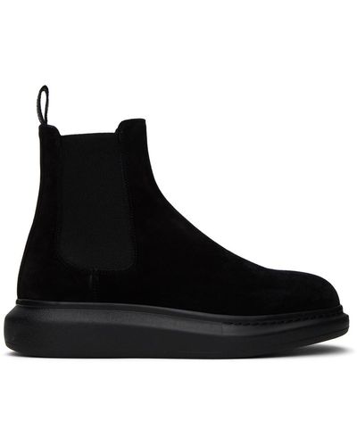 Alexander McQueen Black Suede Chelsea Boots