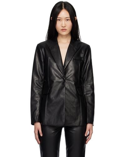 Third Form Grained Faux-leather Blazer - Black