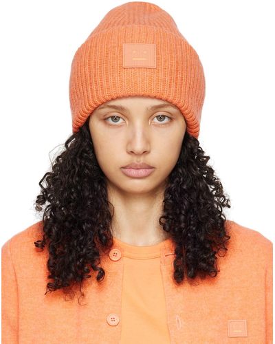 Acne Studios Bonnet à grand écusson à logo - Orange