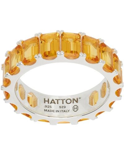 Hatton Labs Bague de gage d'amour éternel argenté et jaune à zircones octogonales exclusive à ssense - Métallisé
