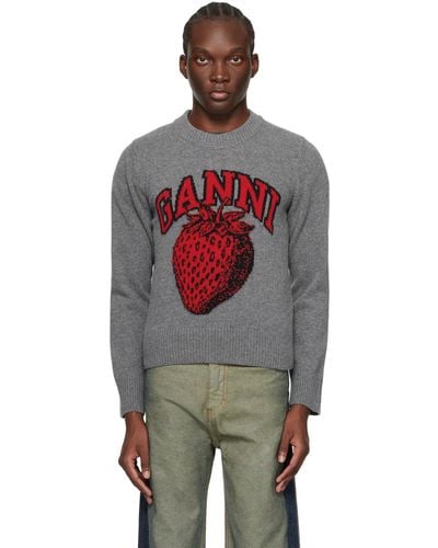 Ganni Gray Strawberry Sweater - Multicolor