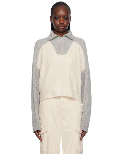 Rag & Bone Off-white & Grey Pierce Sweater - Multicolour
