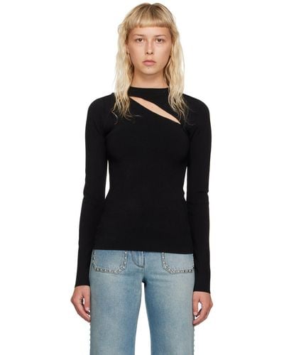 Victoria Beckham Black Cutout Long Sleeve T-shirt