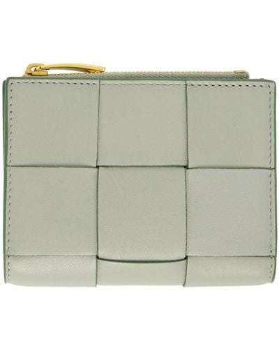 Bottega Veneta ーン スモール Cassette ジッパー 二つ折り財布 - グリーン