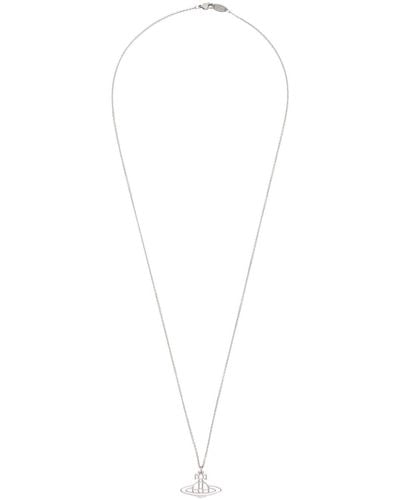 Vivienne Westwood Collier argenté à pendentif plat à orbe - Noir