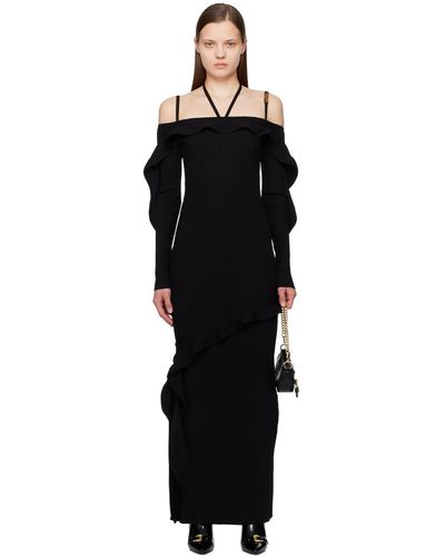 Versace Ruffled Maxi Dress - Black
