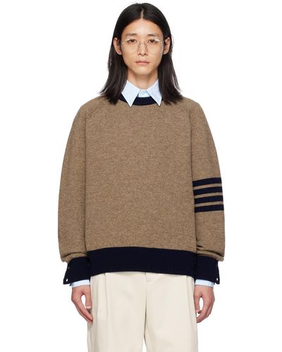 Thom Browne Thom e pull brun à quatre rayures - Noir