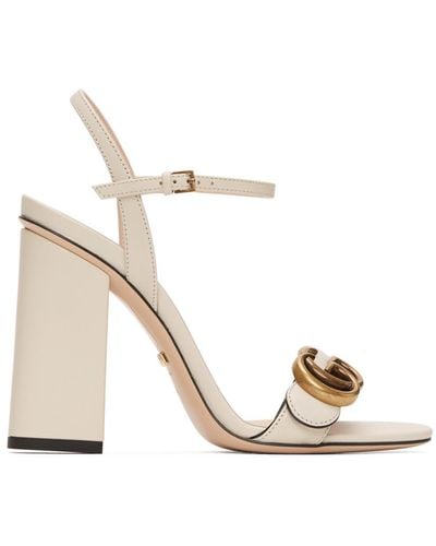 Gucci Marmont Logo-embellished Leather Sandals - White