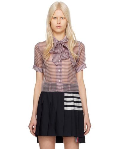 Thom Browne Blue & Red Checked Blouse - Black