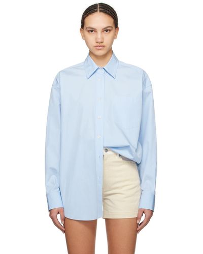 Stella McCartney Chemise bleue à poche plaquée