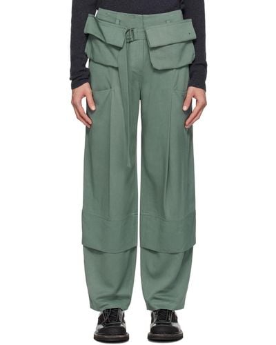Low Classic Belted Cargo Trousers - Green