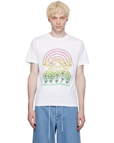 Ganni T-shirt blanc à image à logo imprimée - Multicolore