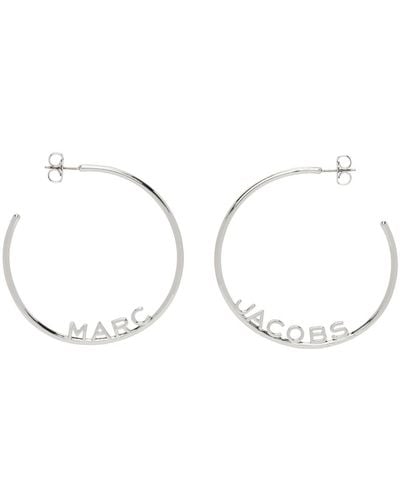 Marc Jacobs Silver 'the Monogram' Hoop Earrings - Black