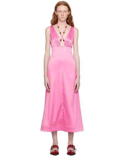 Ganni Pink Halter Midi Dress