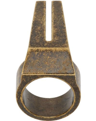 Rick Owens Gold Open Trunk Ring - Metallic