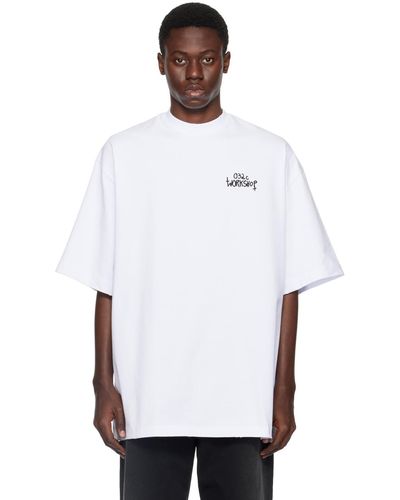 032c T-shirt blanc à logos modifiés imprimés