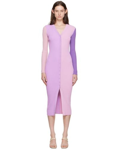 STAUD Pink & Purple Shoko Midi Dress - Multicolour