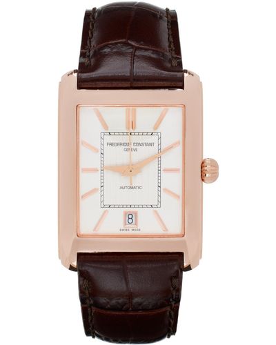 Frederique Constant ローズゴールド&ブラウン Classic Carrée 自動巻き 腕時計 - ブラック