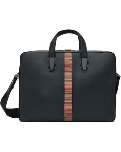 Paul Smith Leather Signature Stripe Briefcase - Black