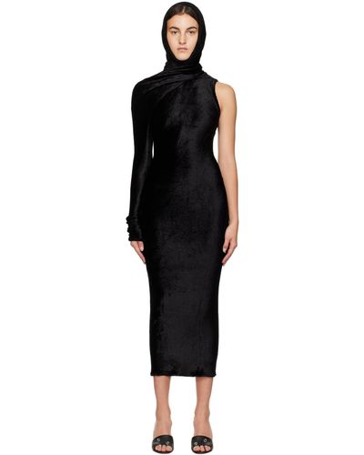 Alaïa Alaïa robe longue noire à capuche