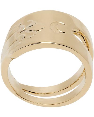 Marine Serre Gold Regenerated Forks Ring - Metallic